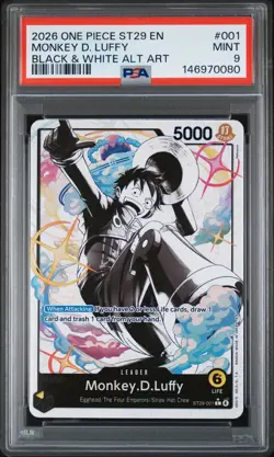 2026 ONE PIECE STARTER DECK ST29-EGGHEAD B&W ALTERNATE ART MONKEY D. LUFFY PSA 9 - Image 1