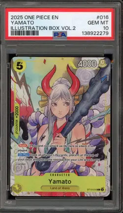 One Piece CCG Yamato Illustration Bx. Vol. 2 ST13-016 PSA 10 Gem Mint - Image 1