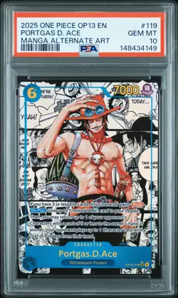 2025 ONE PIECE MANGA ALTERNATE ART OP13-119 PORTGAS D. ACE PSA 10 - Image 1
