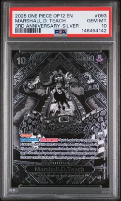 2025 ONE PIECE OP12-LEGACY OF THE MASTER 3RD ANV-SILVER MARSHALL D. TEACH PSA 10 - Image 1