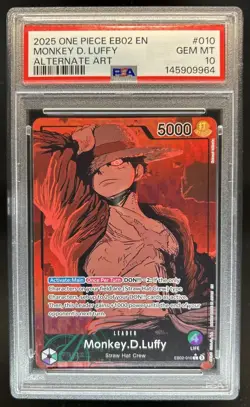 2025 One Piece Anime 25th Monkey D. Luffy Alternate Art #EB02-010 PSA 10 - Image 1