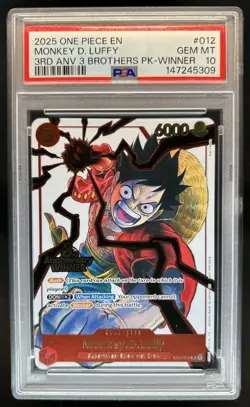 2025 One Piece 3rd Ann Tournament Monkey D. Luffy Promos Winner #ST01-012 PSA 10 - Image 1