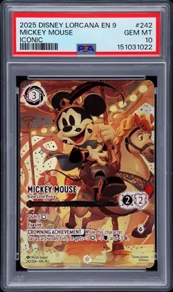 2025 DISNEY LORCANA EN 9-FABLED ICONIC MICKEY MOUSE - BRAVE LITTLE PRINCE PSA 10 - Image 1