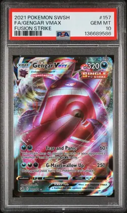 2021 POKEMON SWORD & SHIELD FUSION STRIKE #157 FULL ART/GENGAR VMAX PSA 10 - Image 1