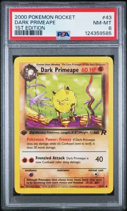 2000 POKEMON ROCKET 1ST ED #43 DARK PRIMEAPE PSA 8 - Image 1