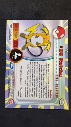 Pokemon Raichu #26 Topps Series 1 TV Animation Blue Label - Image 2