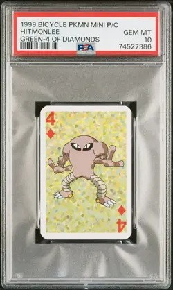 Hitmonlee 4 Of Diamonds Bicycle Mini Playing Cards Green Deck Pokemon PSA 10 - Image 1