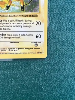 Pokemon TCG Raichu Holo Rare Shadowless Base Set 14/102 MP+ - Image 5
