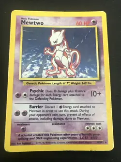 1999 Base Set Vintage Pokemon 2 Card Lot: Holo 1st Edition Machamp & Mewtwo - Image 2