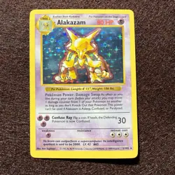 Alakazam 1/102 Shadowless Holo Rare Base Set Pokemon - Image 1