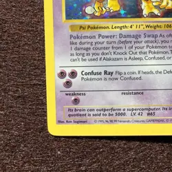 Alakazam 1/102 Shadowless Holo Rare Base Set Pokemon - Image 2