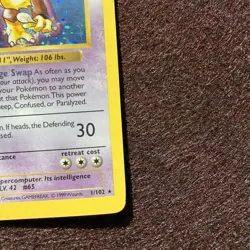 Alakazam 1/102 Shadowless Holo Rare Base Set Pokemon - Image 3