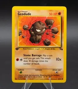 Geodude Pokemon Card 1st Edition Fossil Set 47/62 Common - Image 1