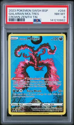 2023 Pokemon SWSH Crown Zenith Galarian Moltres BSP SWSH284 PSA 8 - Image 1