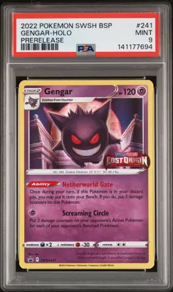 2022 POKEMON SWSH BLACK STAR PROMO PRERELEASE #241 GENGAR-HOLO PSA 9 - Image 1