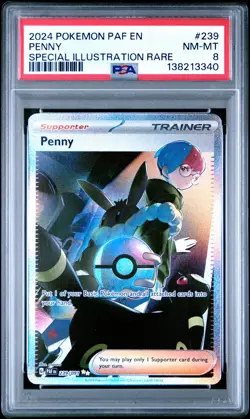 2024 POKEMON PAF EN-PALDEAN FATES SPECIAL ILLUSTRATION RARE #239 PENNY PSA 8 - Image 1