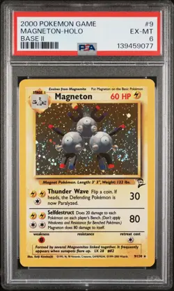 2000 POKEMON BASE SET 2 #9 MAGNETON-HOLO PSA 6 - Image 1