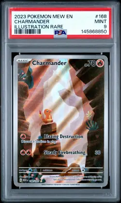 2023 POKEMON MEW EN-151 ILLUSTRATION RARE #168 CHARMANDER PSA 9 - Image 1