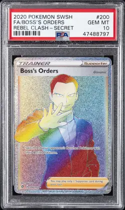 2020 POKEMON SWORD & SHIELD REBEL CLASH SECRET FULL ART/BOSS'S ORDERS PSA 10 - Image 1