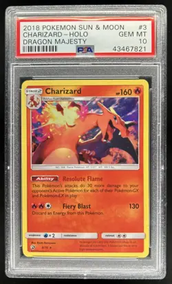 2018 Pokemon SM Dragon Majesty Charizard Holo #3/70 PSA 10 - Image 1