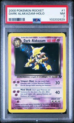 Dark Alakazam Holo 2000 Pokemon Team Rocket #1 PSA 7 NM Vintage - Image 1