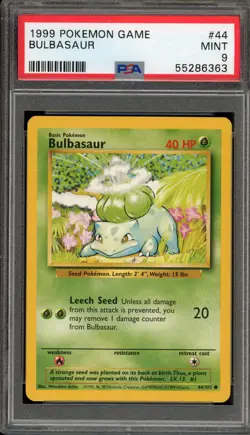 Pokemon Bulbasaur Base Set Unlimited #44 PSA 9 Mint - Image 1