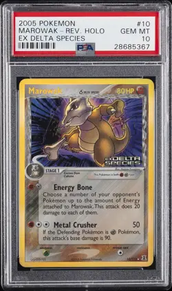 2005 POKEMON EX DELTA SPECIES #10 MAROWAK-REVERSE FOIL PSA 10 - Image 1