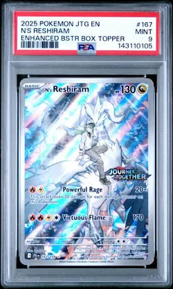 2025 POKEMON JOURNEY TOGETHER ENHANCED BOOSTER BOX N'S RESHIRAM PSA 9 - Image 1