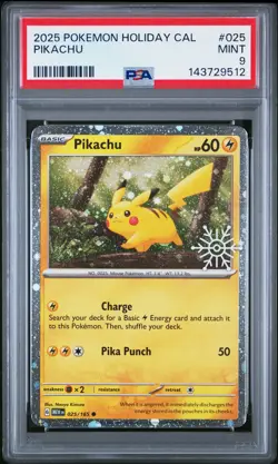 2025 POKEMON HOLIDAY CALENDAR #025 PIKACHU PSA 9 - Image 1