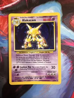 Pokemon TCG Alakazam Base Set Holo Card 1/102 Unlimited Rare - Image 1