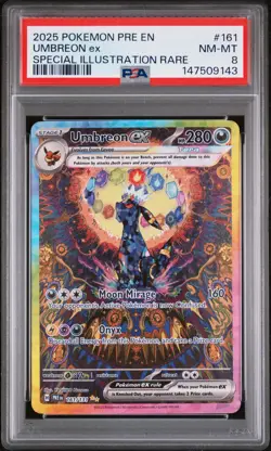2025 POKEMON PRE EN-PRISMATIC EVOLUTIONS #161 UMBREON EX PSA 8 - Image 1