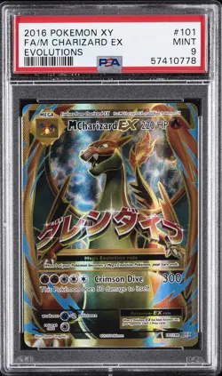 2016 POKEMON XY EVOLUTIONS #101 FULL ART/M CHARIZARD EX PSA 9 - Image 1