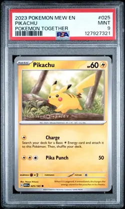 2023 POKEMON MEW EN-151 POKEMON TOGETHER #025 PIKACHU PSA 9 - Image 1