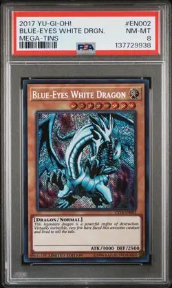 2017 YU-GI-OH! MEGA-TINS #EN002 BLUE-EYES WHITE DRAGON PSA 8 - Image 1