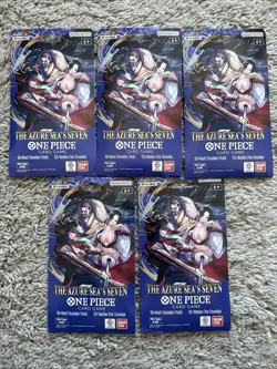 5x One Piece OP14 -THE AZURE SEA’S SEVEN -Sleeved Blister Booster Packs Lot of 5 - Image 1