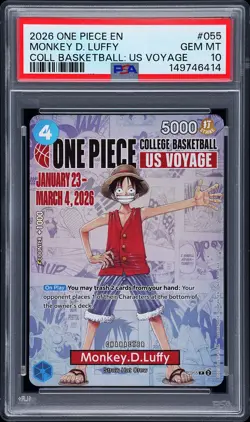 2026 ONE PIECE PROMOS ONE PIECE COLLEGE BK: US VOYAGE MONKEY D. LUFFY PSA 10 - Image 1