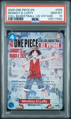 2026 ONE PIECE PROMOS ONE PIECE COLLEGE BK: US VOYAGE MONKEY D. LUFFY PSA 10 - Image 1