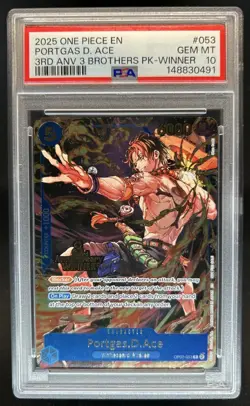 2025 One Piece 3rd Ann Tournament Portgas D. Ace Promos Winner #OP07-053 PSA 10 - Image 1