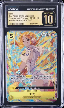 2025 ONE PIECE TOURNAMENT PROMOS JPN #OP08-106 NAMI CGC 10 PRISTINE - Image 1