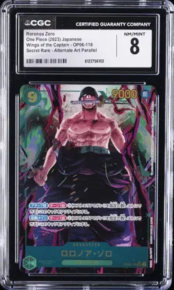 2023 ONE PIECE WINGS OF THE CAPTAIN JPN #OP06-118 RORONOA ZORO CGC 8 - Image 1