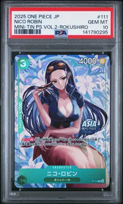 2025 ONE PIECE JPN MINI-TIN PACK SET VOL.2 KOUSHI ROKUSHIRO NICO ROBIN PSA 10 - Image 1