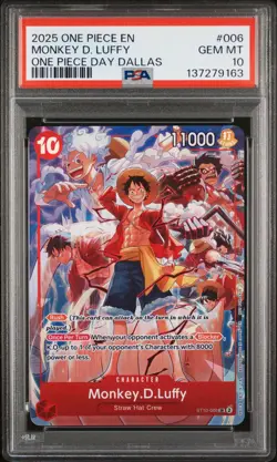 2025 ONE PIECE PROMOS ONE PIECE DAY DALLAS #006 MONKEY D. LUFFY PSA 10 - Image 1