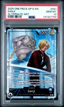2025 ONE PIECE OP12-LEGACY OF THE MASTER ALTERNATE ART #041 SANJI PSA 10 - Image 1