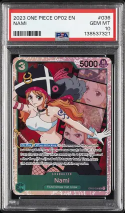 2023 ONE PIECE OP02-PARAMOUNT WAR #036 NAMI PSA 10 - Image 1