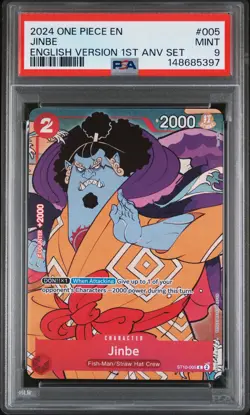 2024 ONE PIECE ENGLISH VERSION 1ST ANV SET #005 JINBE PSA 9 - Image 1