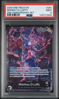 2025 ONE PIECE ENGLISH VERSION 2ND ANV SET #061 MONKEY D. LUFFY PSA 9 - Image 1