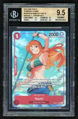 BGS 9.5 Nami Alt Art Pre Errata Wave 1 Alpha OP01-016 "REVEAL 1..." One Piece - Image 1