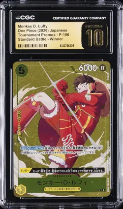 2026 ONE PIECE TOURNAMENT PROMOS JPN #P-106 MONKEY D. LUFFY CGC 10 PRISTINE - Image 1