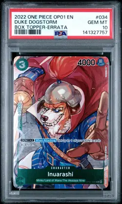 2022 ONE PIECE OP01-ROMANCE DAWN BOX TOPPER-ERRATA #034 DUKE DOGSTORM PSA 10 - Image 1