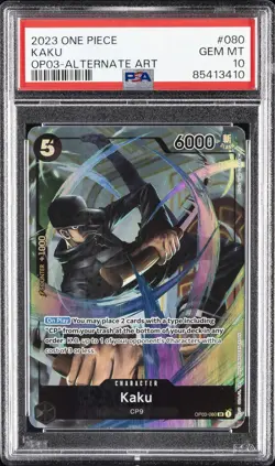 2023 ONE PIECE OP03-PILLARS OF STRENGTH ALTERNATE ART #080 KAKU PSA 10 - Image 1